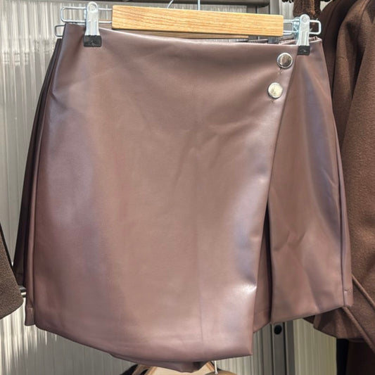 Brown Leather Skort