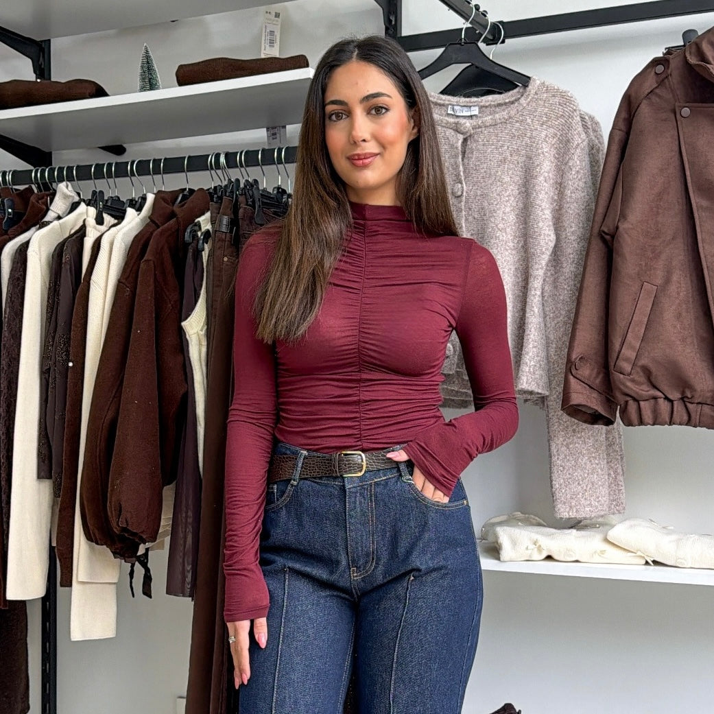 Burgundy Ruched Top