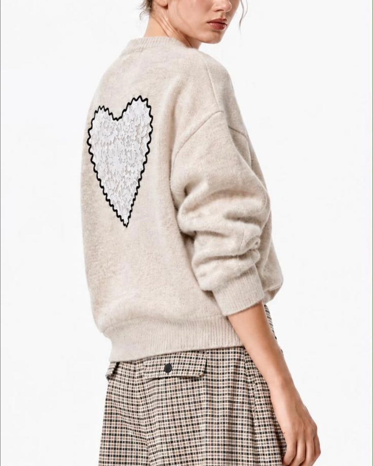 Beige Heart Sweater