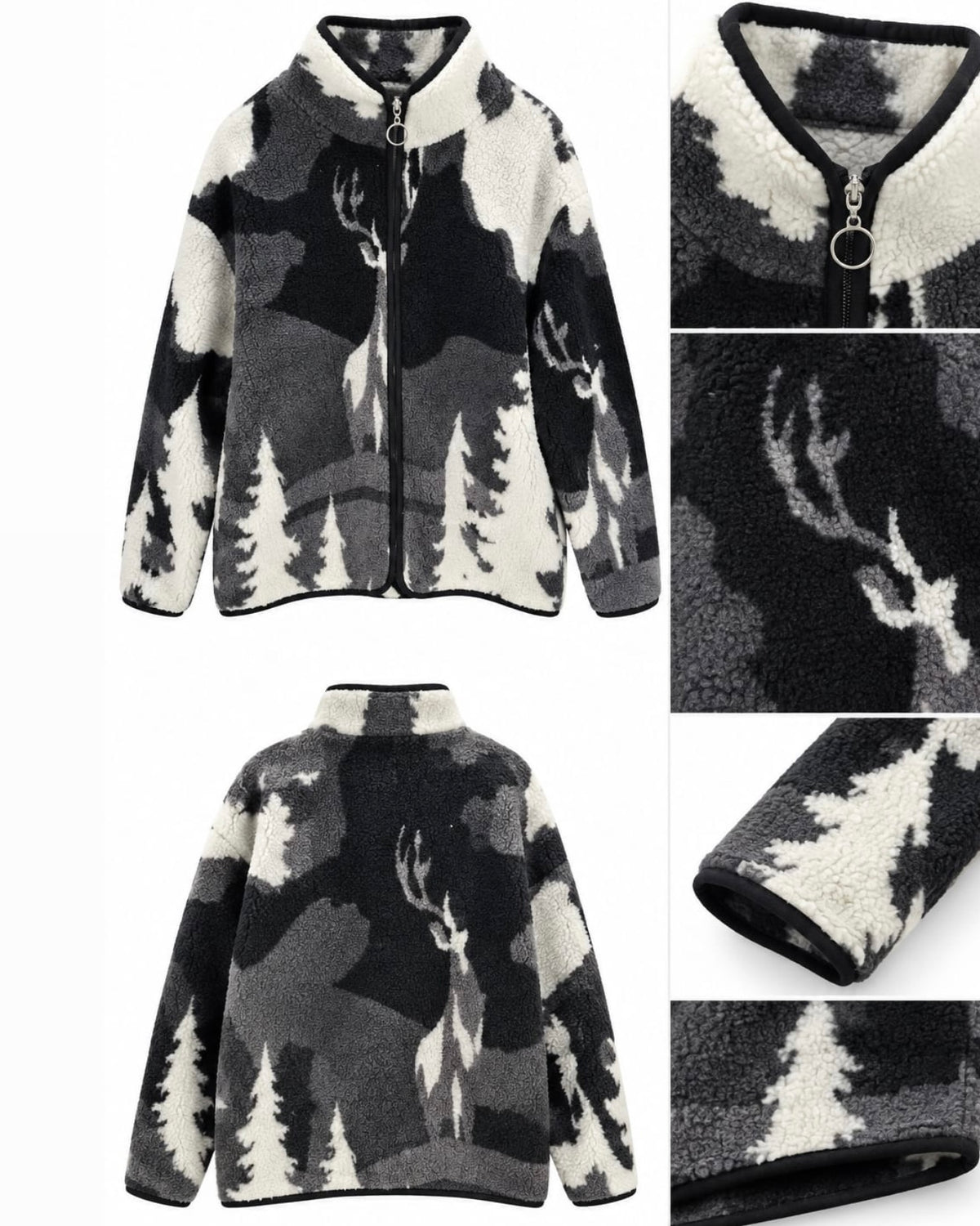 Black Teddy Zip Up Sweater Jacket