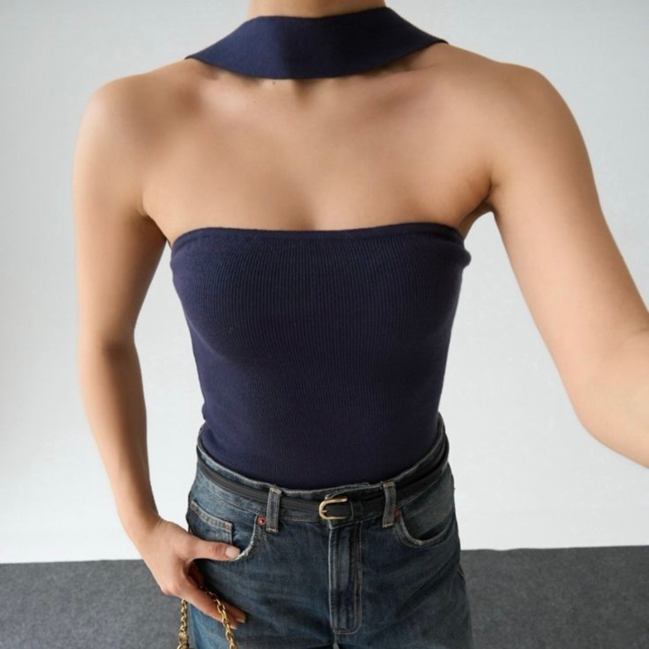 Navy Halter Top