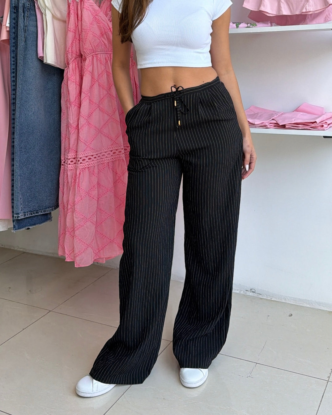 Black Striped Pants