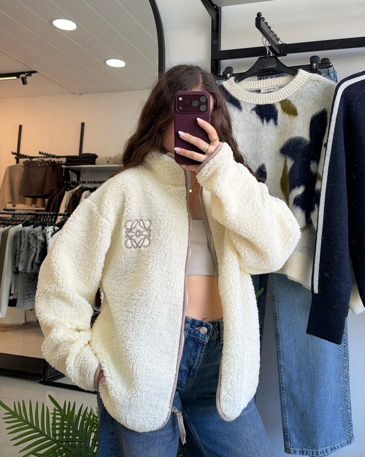 Teddy Zip Up Sweater Jacket