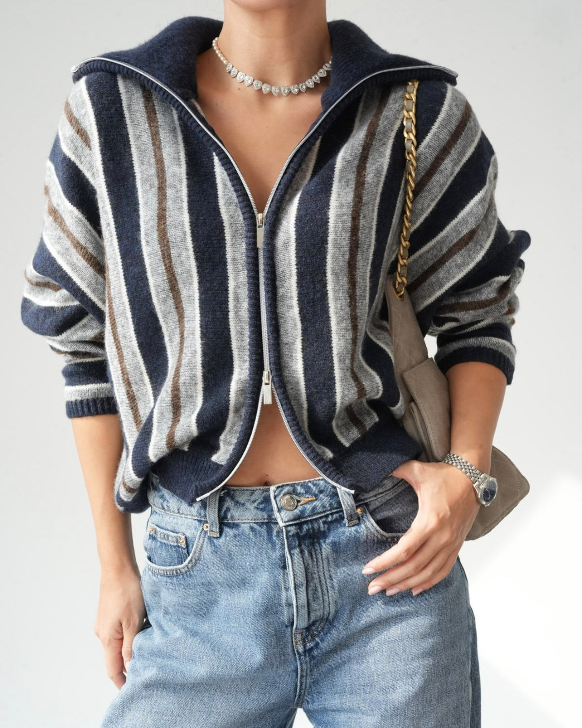 Navy Striped Sweater