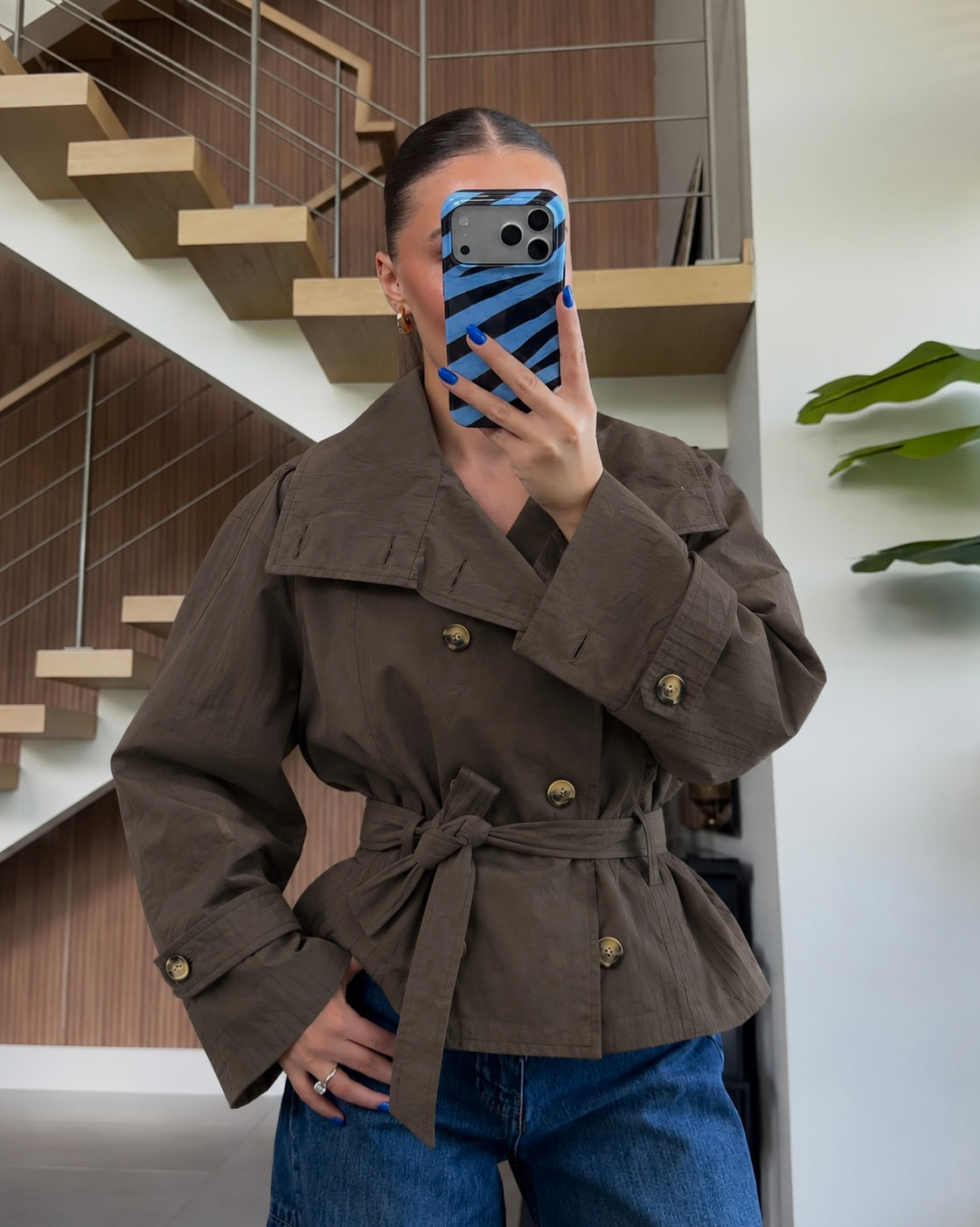 Brown Belted Trench Coat