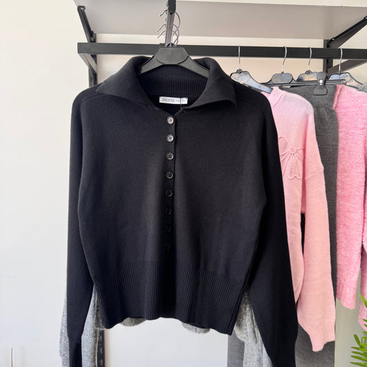 Buttons Black Sweater