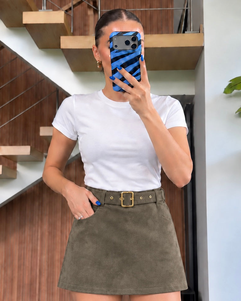 Olive Suede Skirt