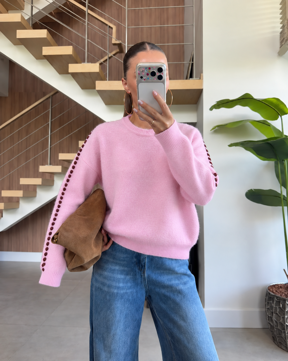 Pink Stitching Sweater
