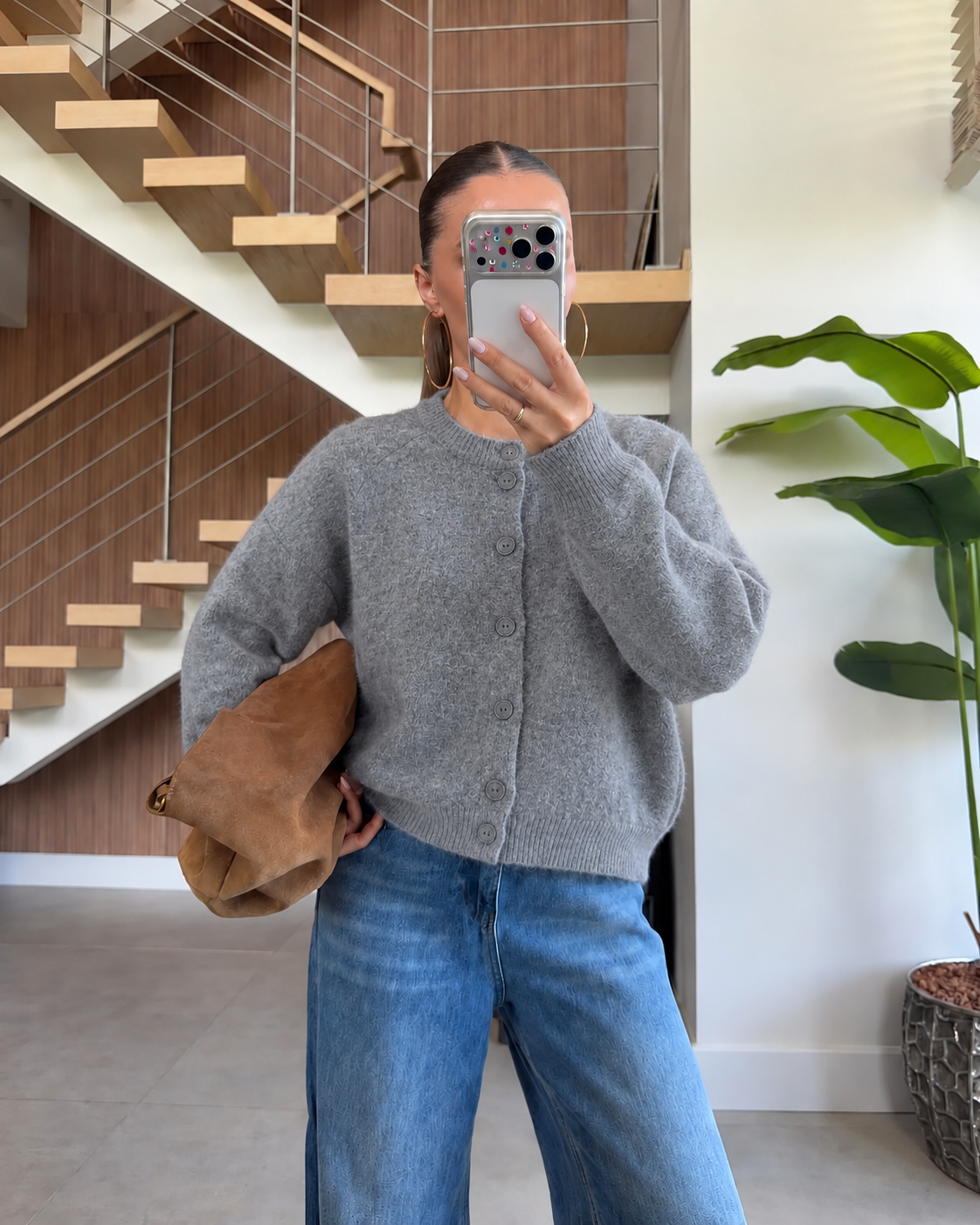 Gray Button Up Cardigan