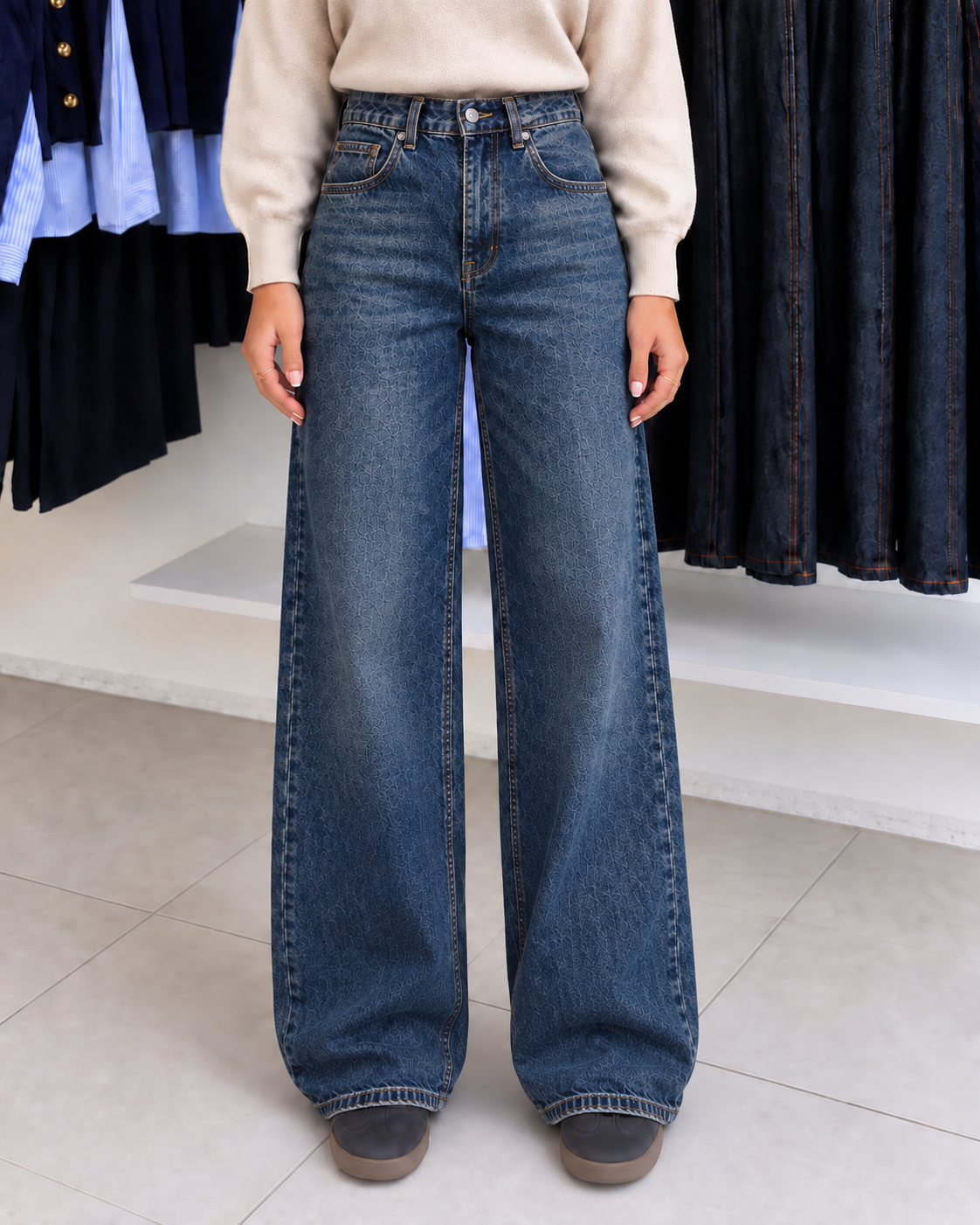 Navy Denim Pants 14