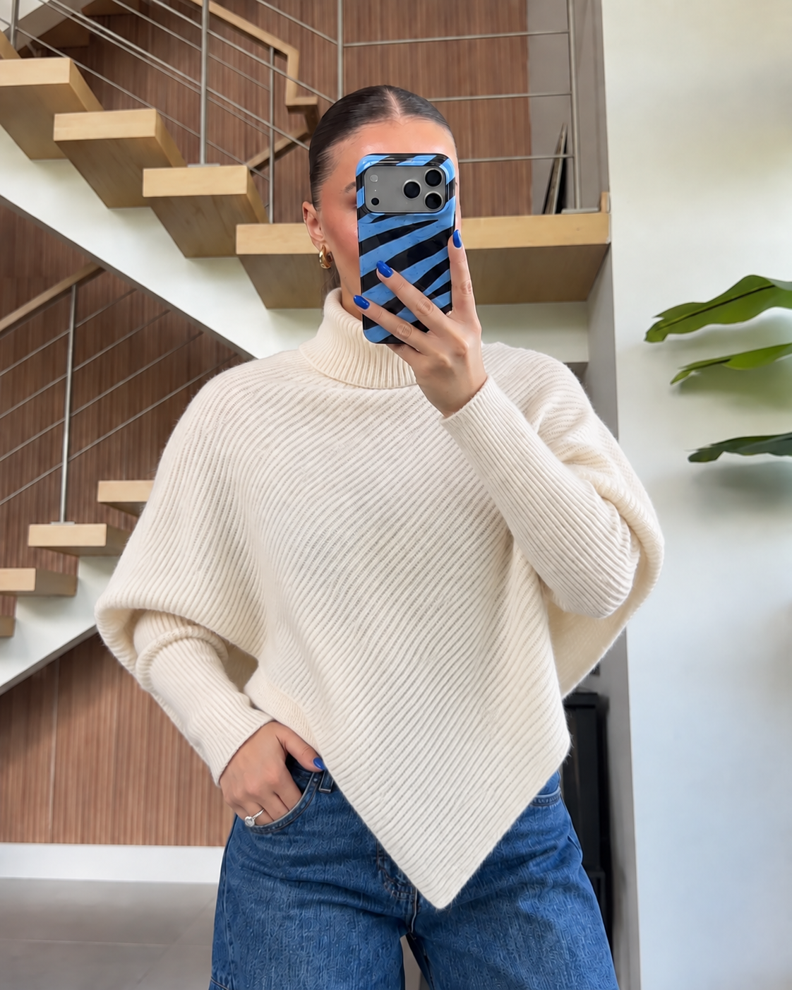 Beige Wool Poncho