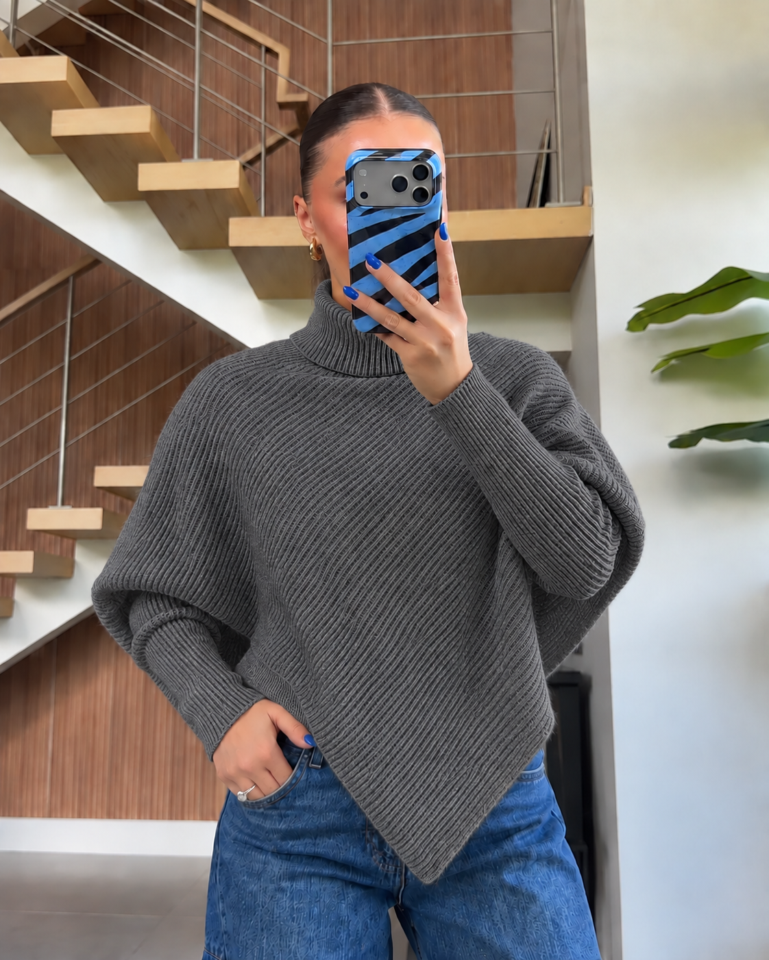 Gray Wool Poncho