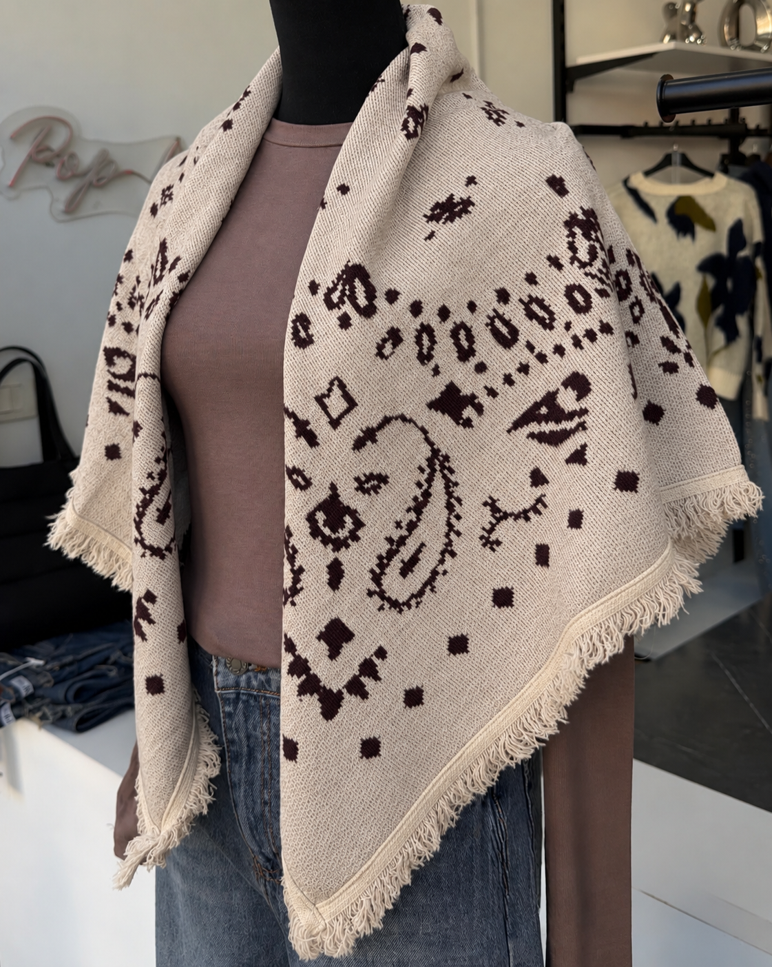Beige And Brown Scarf