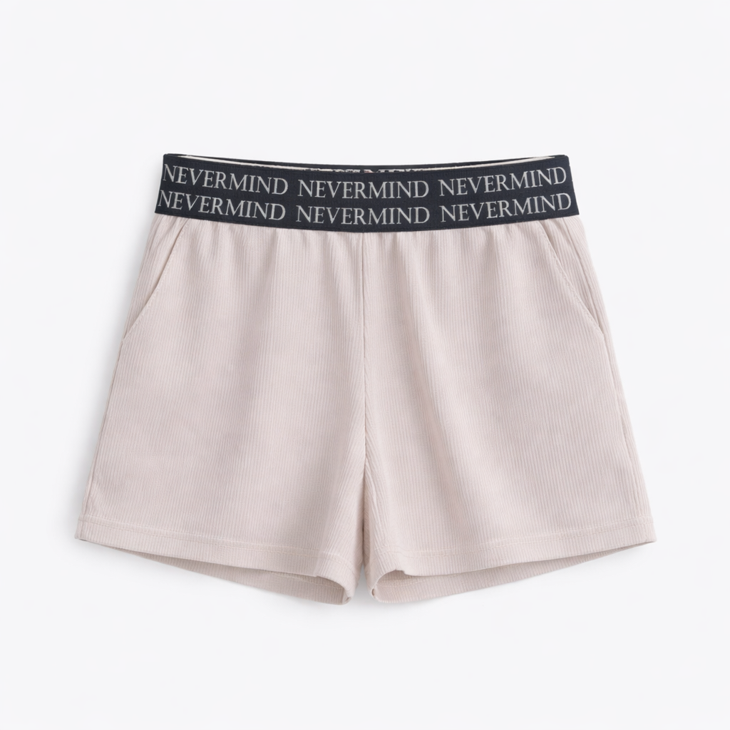 Ribbed Beige Shorts