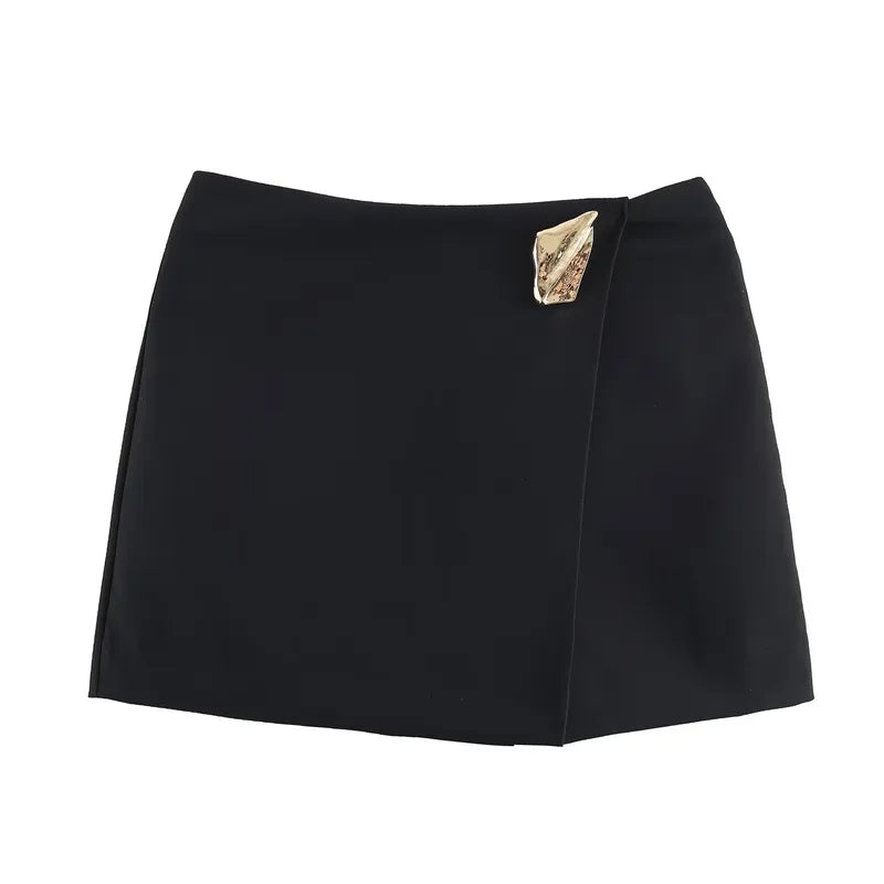 Black Skort With Gold Detail