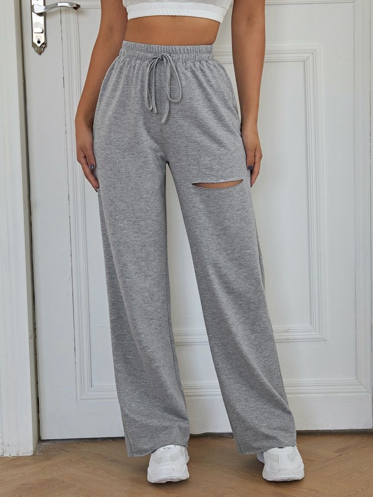 Wide Leg Ripped Sweatpants